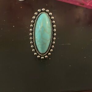 Silver Bohemian Turquoise stone Cuff Ring